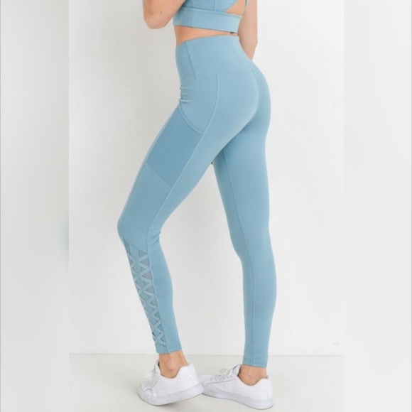 Highwaist Hybrid Mesh & Lattice Straps Full Pocket - Picture 5 of 7